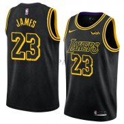 Maillot Los Angeles Lakers Lebron James Ciudad 2017-18 Noir