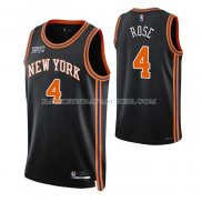 Maillot New York Knicks Derrick Rose NO 4 Ville 2021-22 Noir