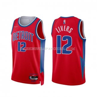 Maillot Detroit Pistons Isaiah Livers NO 12 Ville 2021-22 Rouge