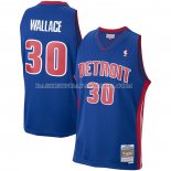 Maillot Detroit Pistons Rasheed Wallace NO 30 Mitchell & Ness 2003-04 Bleu