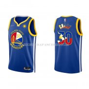 Maillot Golden State Warriors Stephen Curry NO 30 Filipino Bleu