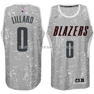 Maillot Lumieres de la ville Portland Trail Blazers Lillard Gris