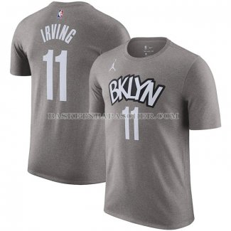 Maillot Manche Courte Brooklyn Nets Kyrie Irving Statement Gris