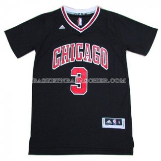 Maillot Manche Courte Chicago Bulls Wade Noir