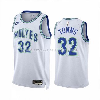 Maillot Minnesota Timberwolves Karl-Anthony Towns NO 32 Classic 2023-24 Blanc