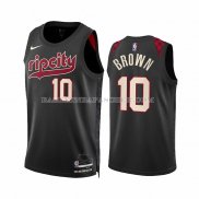 Maillot Portland Trail Blazers Moses Brown NO 10 Ville 2023-24 Noir