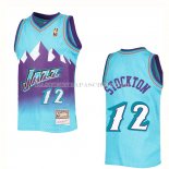 Maillot Utah Jazz John Stockton NO 12 Mitchell & Ness 1996-97 Bleu