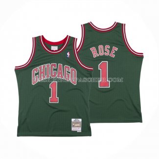 Maillot Chicago Bulls Derrick Rose NO 1 Mitchell & Ness 2008-09 Vert2