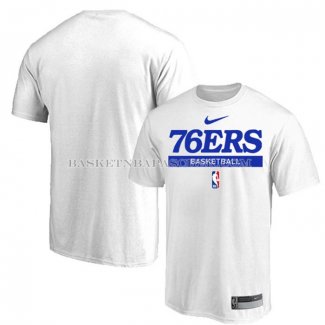 Maillot Manche Courte Philadelphia 76ers Practice Performance 2022-23 Blanc