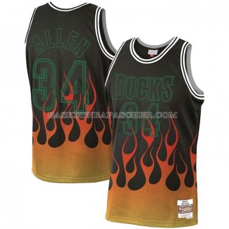 Maillot Milwaukee Bucks Ray Allen Flames Noir