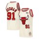 Maillot Chicago Bulls Dennis Rodman NO 91 Mitchell & Ness Chainstitch Creme