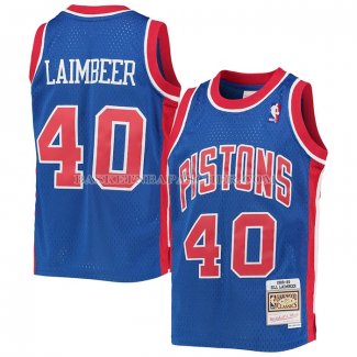 Maillot Detroit Pistons Bill Laimbeer NO 40 Mitchell & Ness 1988-89 Bleu