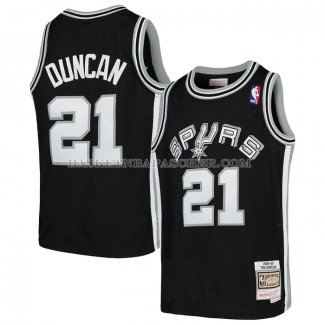 Maillot Enfant San Antonio Spurs Tim Duncan NO 21 Mitchell & Ness 1998-99 Noir