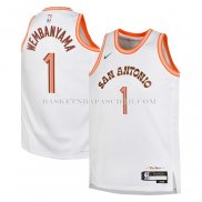 Maillot Enfant San Antonio Spurs Victor Wembanyama NO 1 Ville 2023-24 Blanc