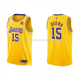 Maillot Los Angeles Lakers Jabari Brown NO 15 75th Anniversary 2021-22 Jaune