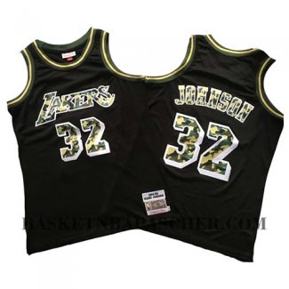 Maillot Los Angeles Lakers Magic Johnson Camouflage Noir