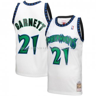 Maillot Minnesota Timberwolves Kevin Garnett NO 21 Mitchell & Ness 1997-98 Blanc