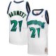 Maillot Minnesota Timberwolves Kevin Garnett NO 21 Mitchell & Ness 1997-98 Blanc