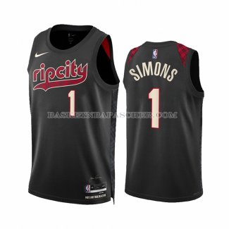 Maillot Portland Trail Blazers Anfernee Simons NO 1 Ville 2023-24 Noir
