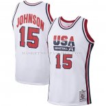 Maillot USA 1992 James Johnson NO 15 Blanc