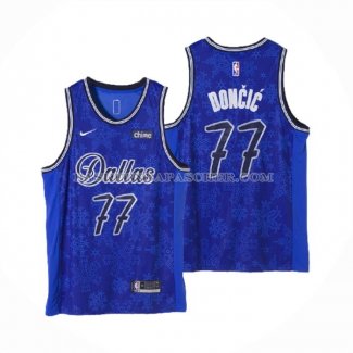 Maillot Dallas Mavericks Luka Doncic NO 77 Fashion Royalty Bleu