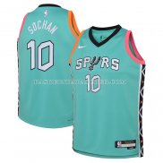 Maillot Enfant San Antonio Spurs Jeremy Sochan NO 10 Ville 2022-23 Vert