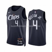 Maillot Los Angeles Clippers Brandon Boston JR. NO 4 Ville 2023-24 Bleu
