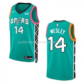 Maillot San Antonio Spurs Blake Wesley NO 14 Ville 2022-23 Vert