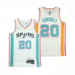 Maillot San Antonio Spurs Manu Ginobili NO 20 Ville 2021-22 Blanc
