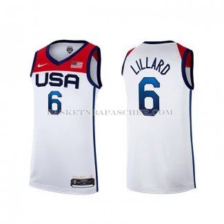 Maillot USA 2021 Damian Lillard No 6 Blanc