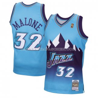 Maillot Utah Jazz Karl Malone NO 32 Mitchell & Ness 1996-97 Bleu