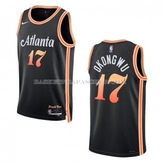 Maillot Atlanta Hawks Onyeka Okongwu NO 17 Ville 2022-23 Noir