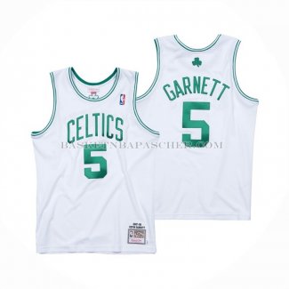 Maillot Boston Celtics Kevin Garnett NO 5 Mitchell & Ness 2007-08 Blanc