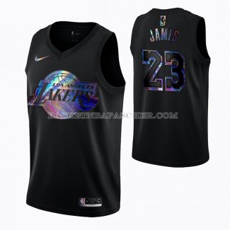 Maillot Los Angeles Lakers Lebron James Iridescent Logo Noir