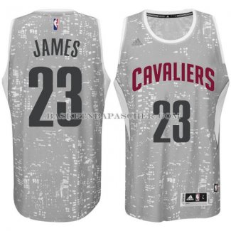 Maillot Lumieres de la ville Cleveland Cavaliers James Gris
