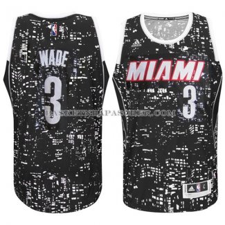 Maillot Lumieres de la ville Miami Heat Wade Noir