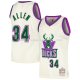 Maillot Milwaukee Bucks Ray Allen NO 34 Mitchell & Ness Chainstitch Creme