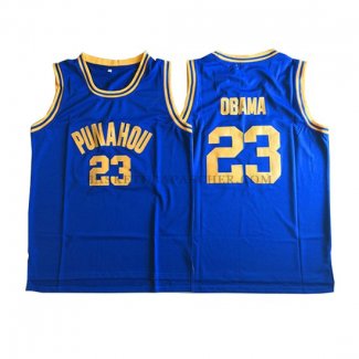 Maillot NBA NCAA Punahou Obama Bleu