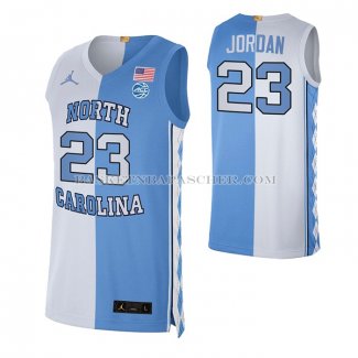 Maillot NCAA North Carolina Tar Heels Michael Jordan NO 23 Split Bleu Blanc