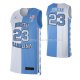 Maillot NCAA North Carolina Tar Heels Michael Jordan NO 23 Split Bleu Blanc