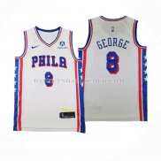 Maillot Philadelphia 76ers Paul George NO 8 Association 2024-25 Blanc