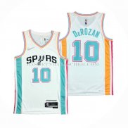 Maillot San Antonio Spurs Demar Derozan NO 10 Ville 2021-22 Blanc