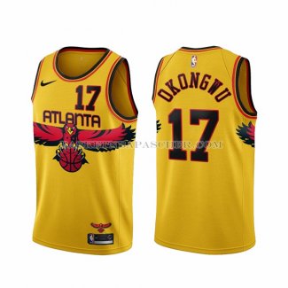 Maillot Atlanta Hawks Onyeka Okongwu NO 17 Ville 2021-22 Jaune