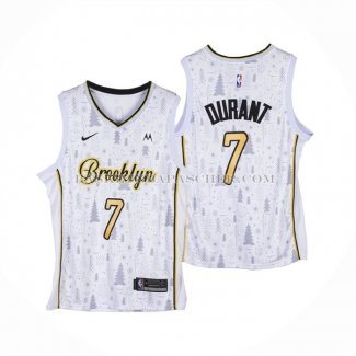 Maillot Brooklyn Nets Kevin Durant No 7 Christmas Blanc