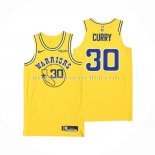 Maillot Golden State Warriors Stephen Curry NO 30 Hardwood Classic Authentique Jaune