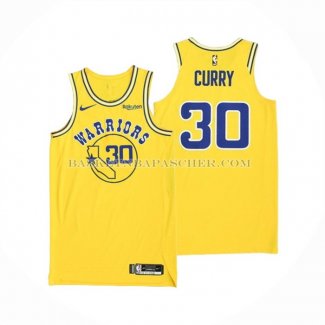 Maillot Golden State Warriors Stephen Curry NO 30 Hardwood Classic Authentique Jaune