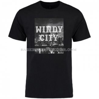 Maillot Manche Courte Chicago Bulls Ville Noir