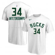 Maillot Manche Courte Milwaukee Bucks Giannis Antetokounmpo Blanc