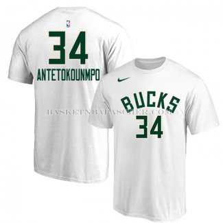 Maillot Manche Courte Milwaukee Bucks Giannis Antetokounmpo Blanc