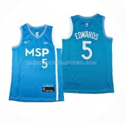 Maillot Minnesota Timberwolves Anthony Edwards NO 5 Ville 2024 Bleu